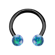ANODISED TITANIUM Circular Barbell Dark Green Opal (1) 1.2x12mm