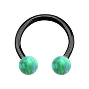 ANODISED TITANIUM Circular Barbell Green Opal (1) 1.2x8mm