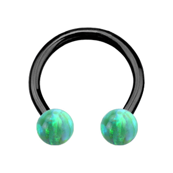 ANODISED TITANIUM Circular Barbell Green Opal (1) 1.2x8mm