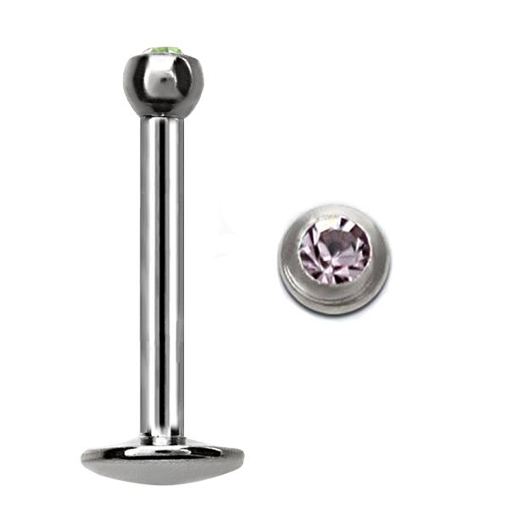 TITANIUM Labret Bezel Crystal 1.2x8mm Light-Amethyst (5)