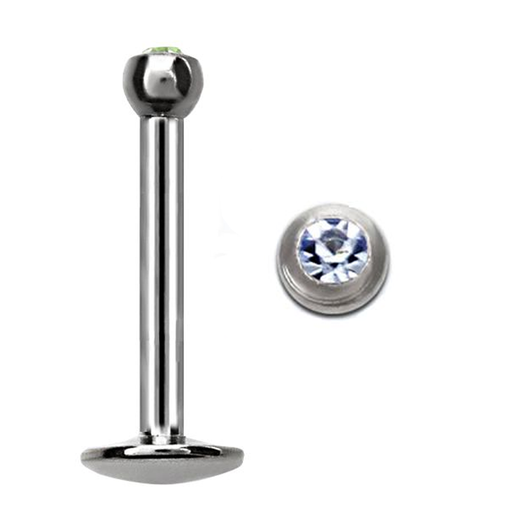 TITANIUM Labret Bezel Crystal 1.2x8mm Light-Sapphire (5)