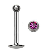 TITANIUM Labret Bezel Crystal 1.2x8mm Rose (5)