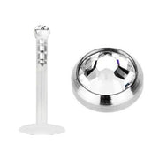 Bio Flex Silver Tragus Crystal (Clear Jewel) 1.2mm