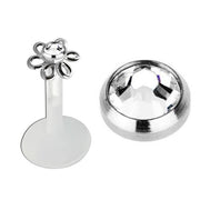 Clear Flower Jewel Bio-Flex Tragus Silver 1.2 x 6mm (5)