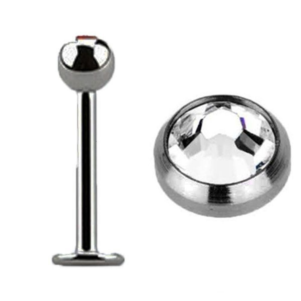 Titanium Clear Jewel Labret Studs 1.2mm