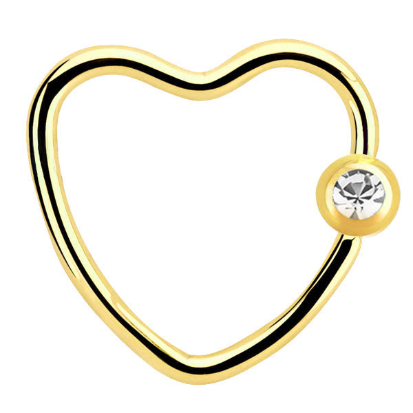 Daith Heart BCR 1.2mm Anodised Gold Clear Crystal (5)