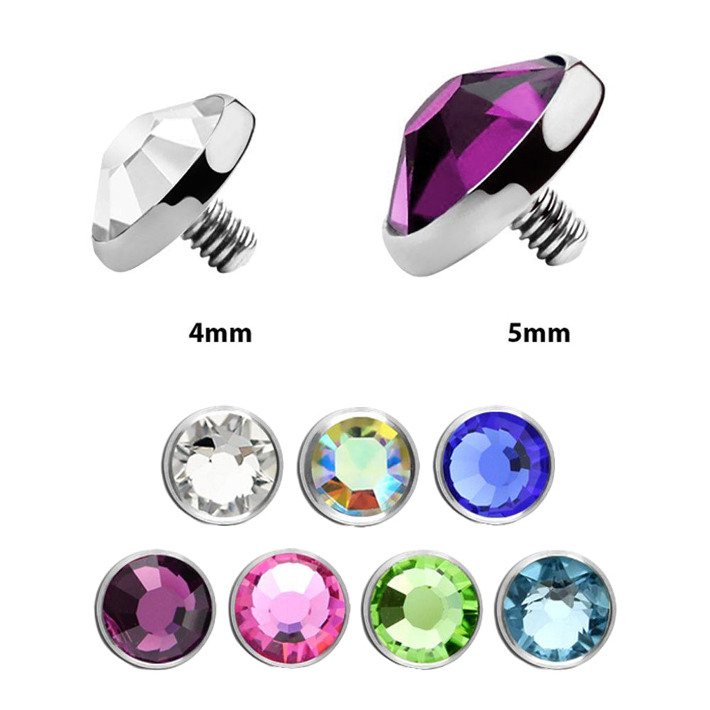 Stainless Dermal Anchor Top with Crystal 4mm & 5mm