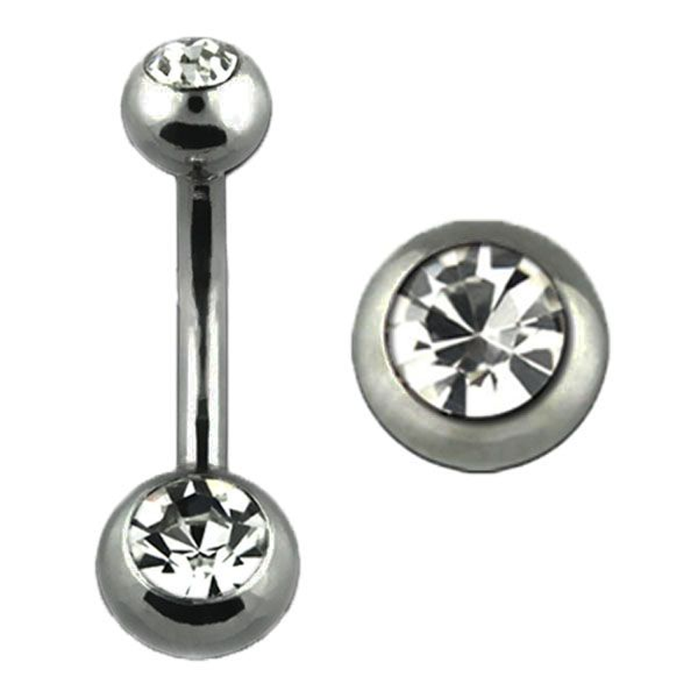 Stainless Double Jewelled Naval Bars (Clear) 1.6mm