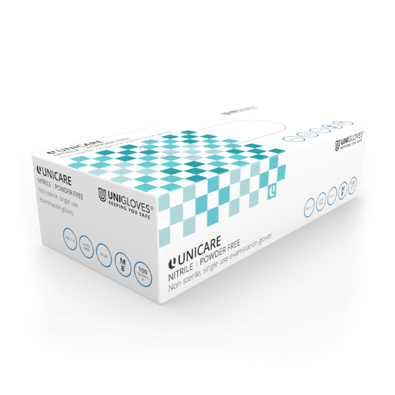 Blue P F Unicare Nitrile Gloves (100)