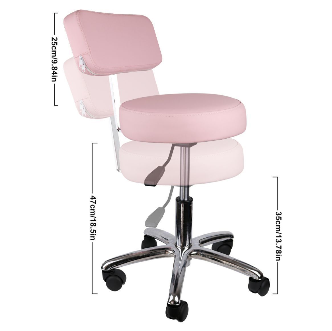 Saddle Stool With Backrest Pink