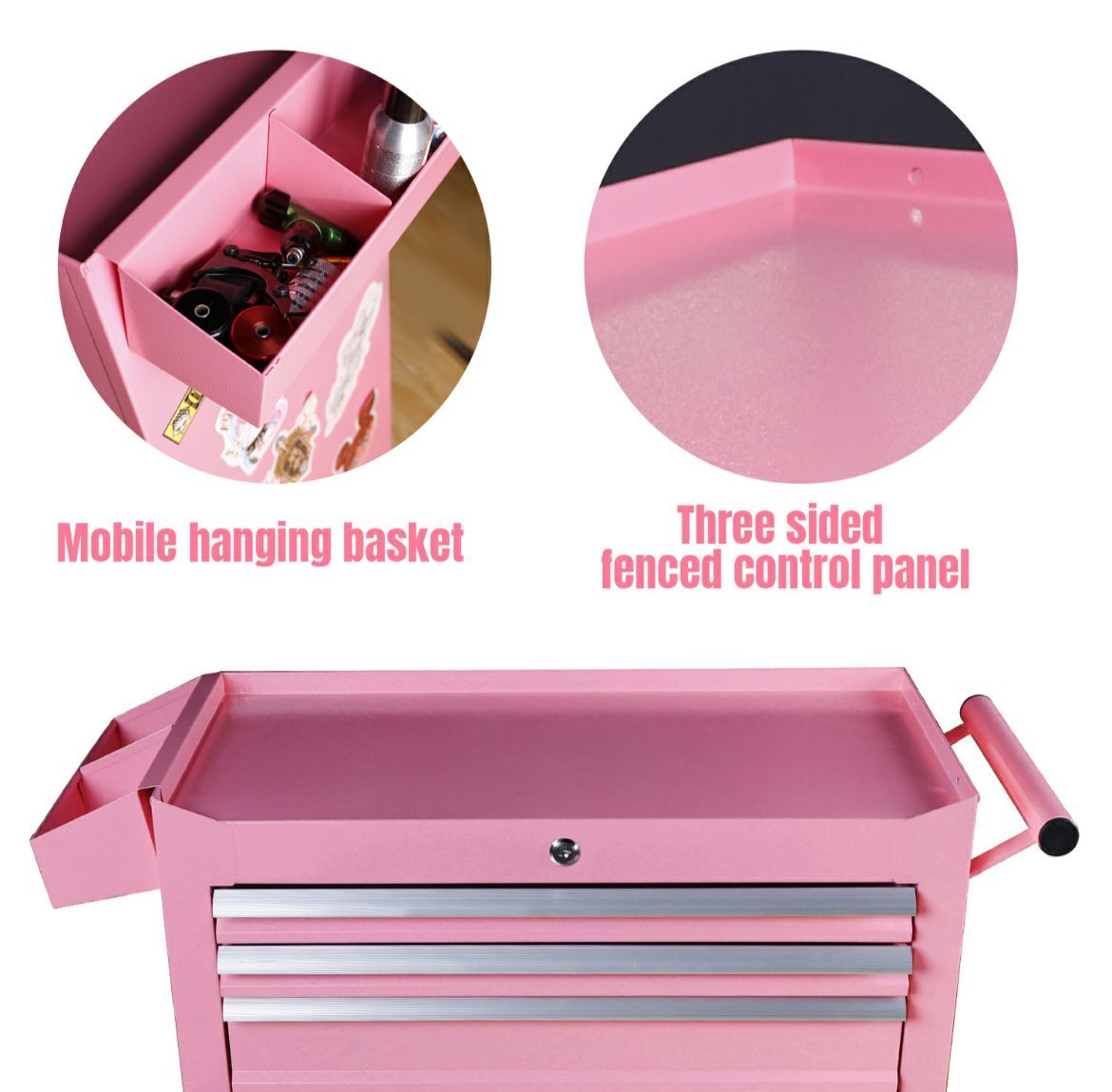 Professional Workstation With 7 Drawers (Pink)