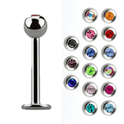 Titanium Mixed Jewel Labret Studs 1.2mm
