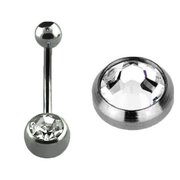Titanium Single Jewelled Naval Bars 1.6mm - Clear
