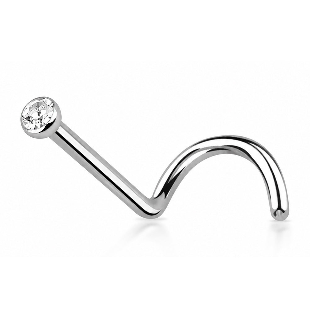 Stainless Nose Screw with Crystal 1mm