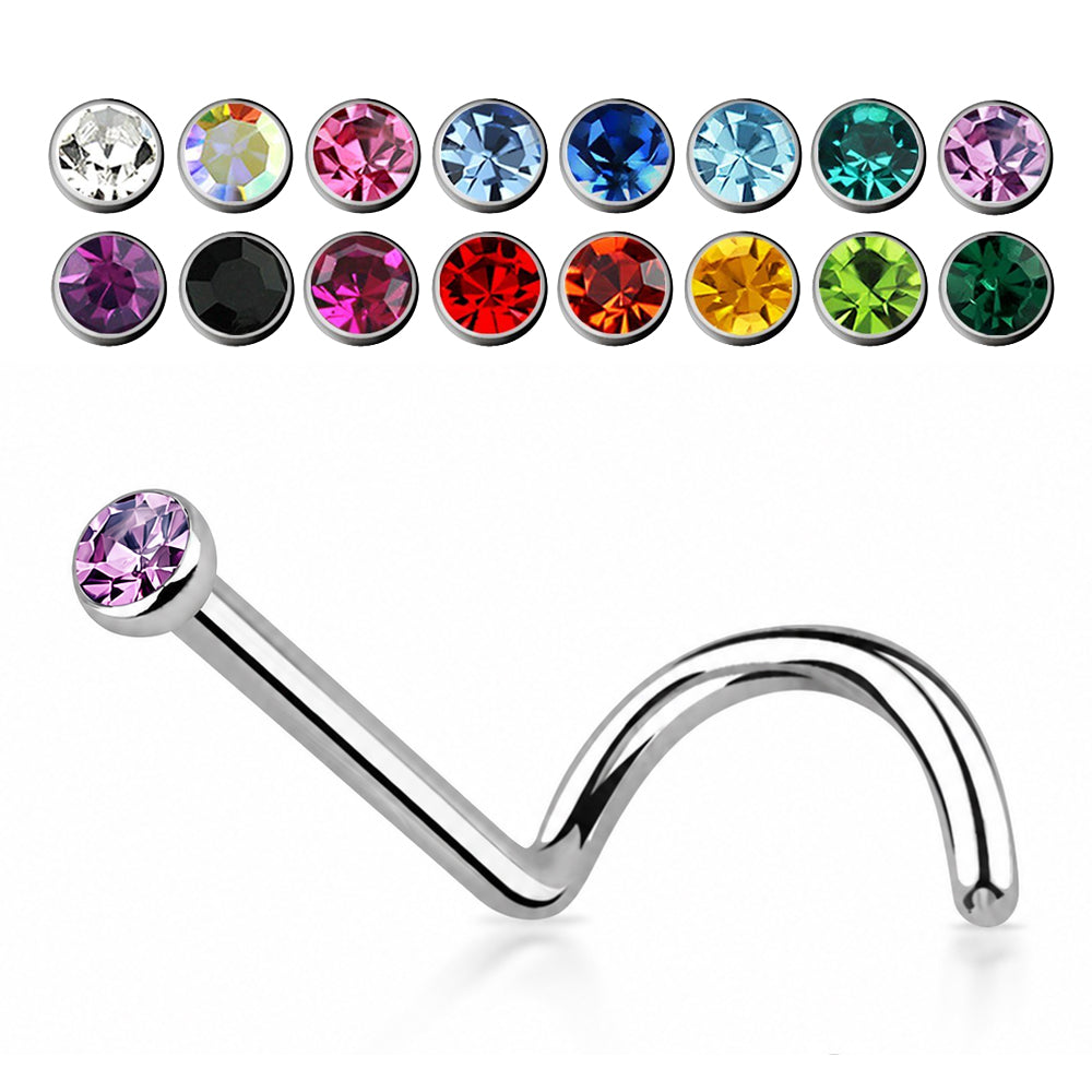 Stainless Nose Screw with Crystal 1mm