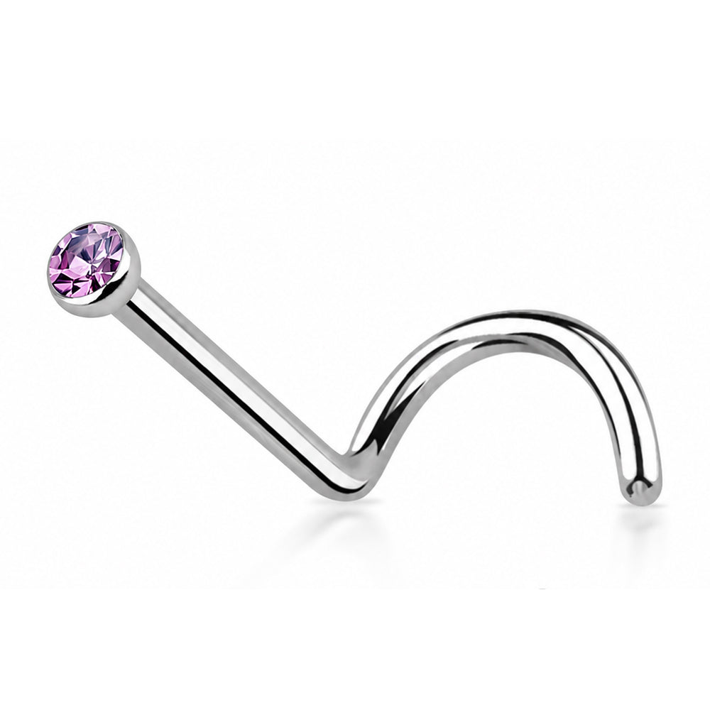 Stainless Nose Screw with Crystal 1mm