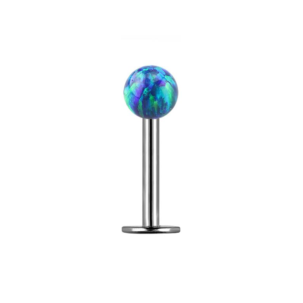 Opal Titanium Labret Studs 1.2mm - Dark Green