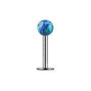 Opal Titanium Labret Studs 1.2mm - Dark Green
