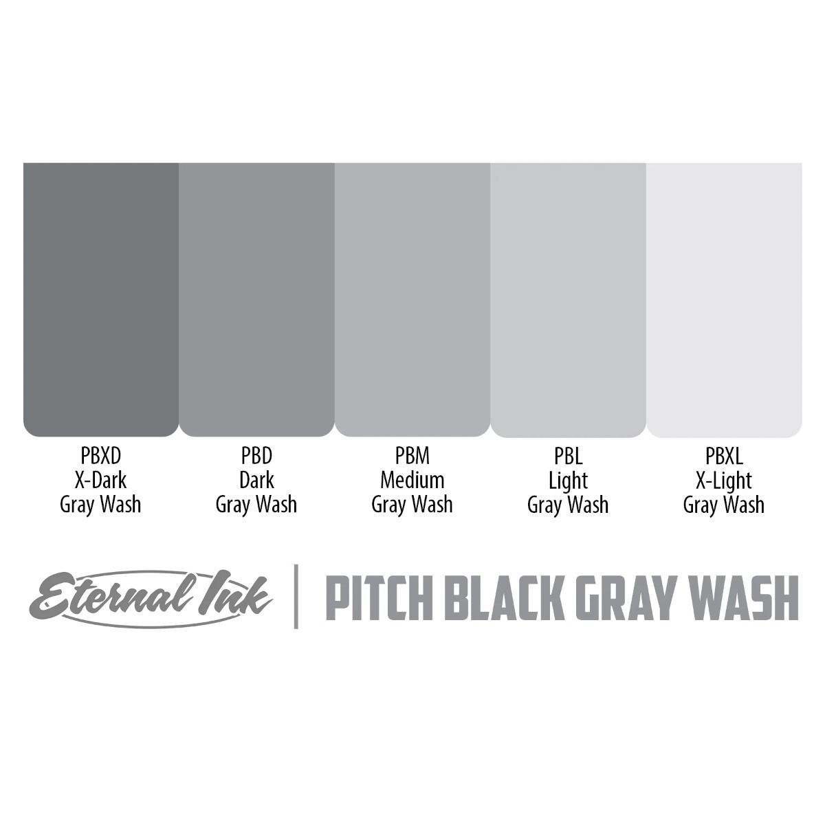 Eternal Ink Pitch Black 5 Bottle Greywash Set 2oz