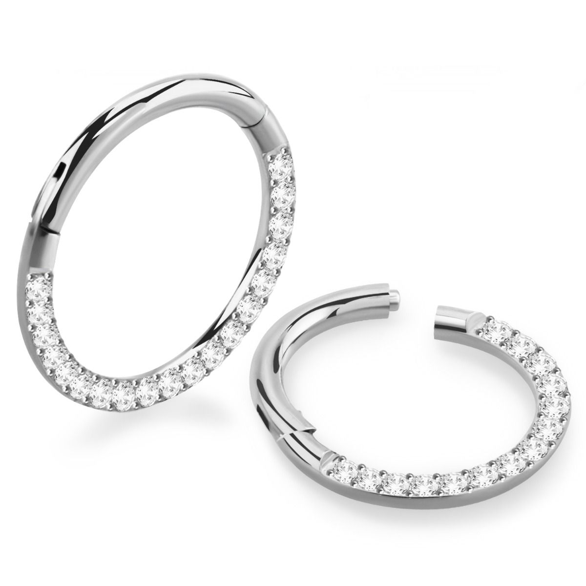 Hinged Segment Ring Clear Crystals - Titanium