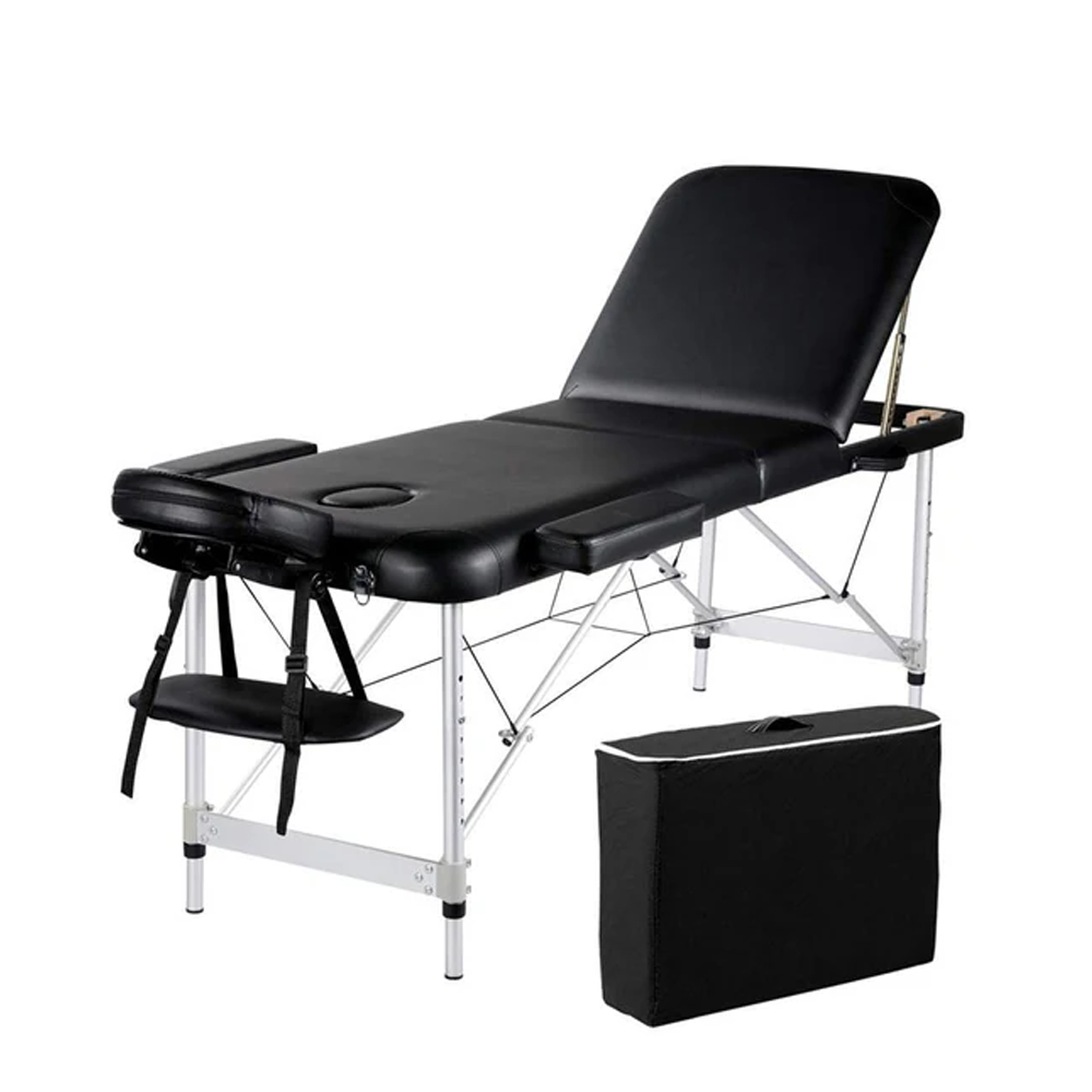 Folding Portable Tattoo Bed Black With Adjustable Backrest
