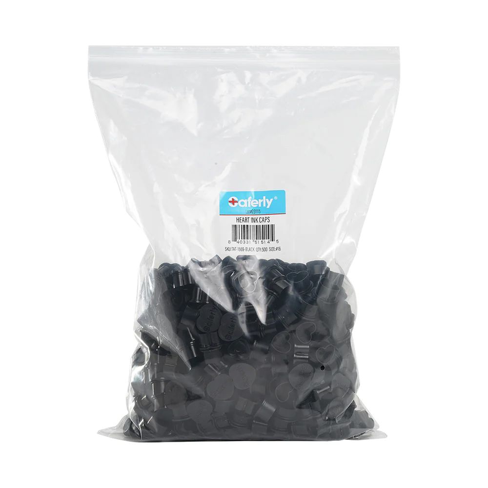 Saferly Black Love Hearts Ink Cap 16mm (500)