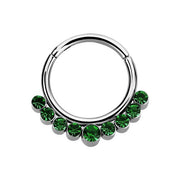Stainless Septum Ring Emerald Crystal 1.2mm
