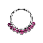 Stainless Septum Ring Rose Crystal 1.2mm