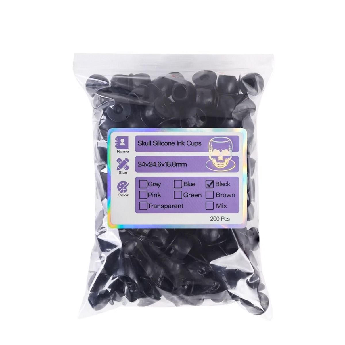 Silicone Skull Ink Cap Black 14mm (200)