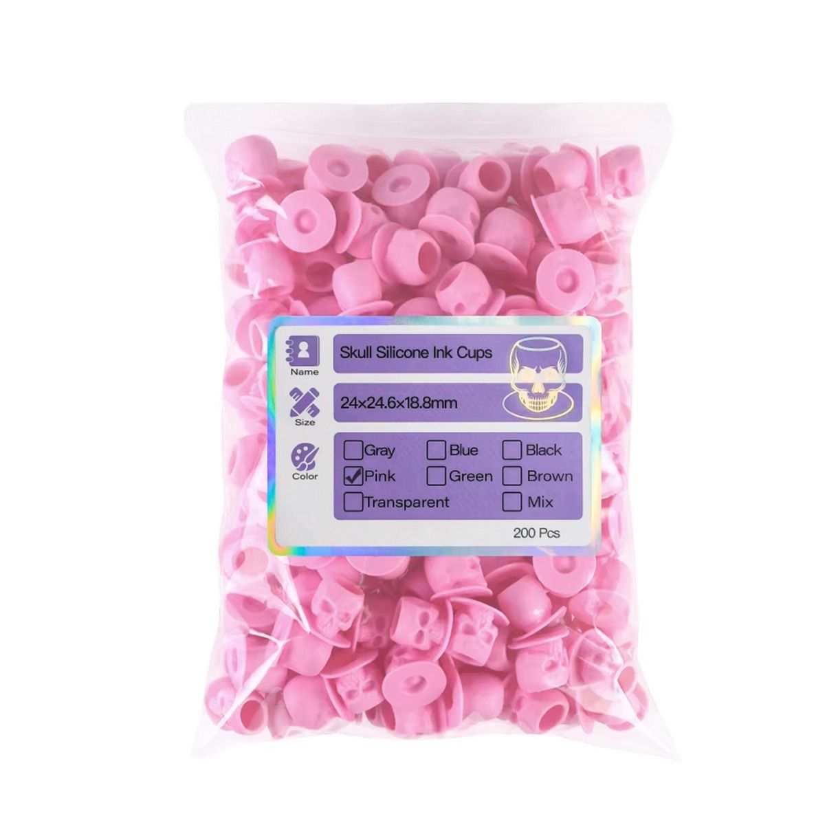 Silicone Skull Ink Cap Pink 14mm (200)