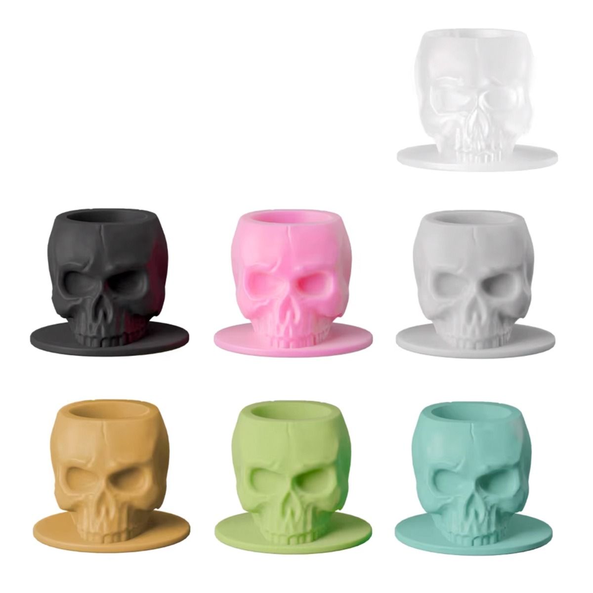 Silicone Skull Ink Cap Mixed 14mm (200)