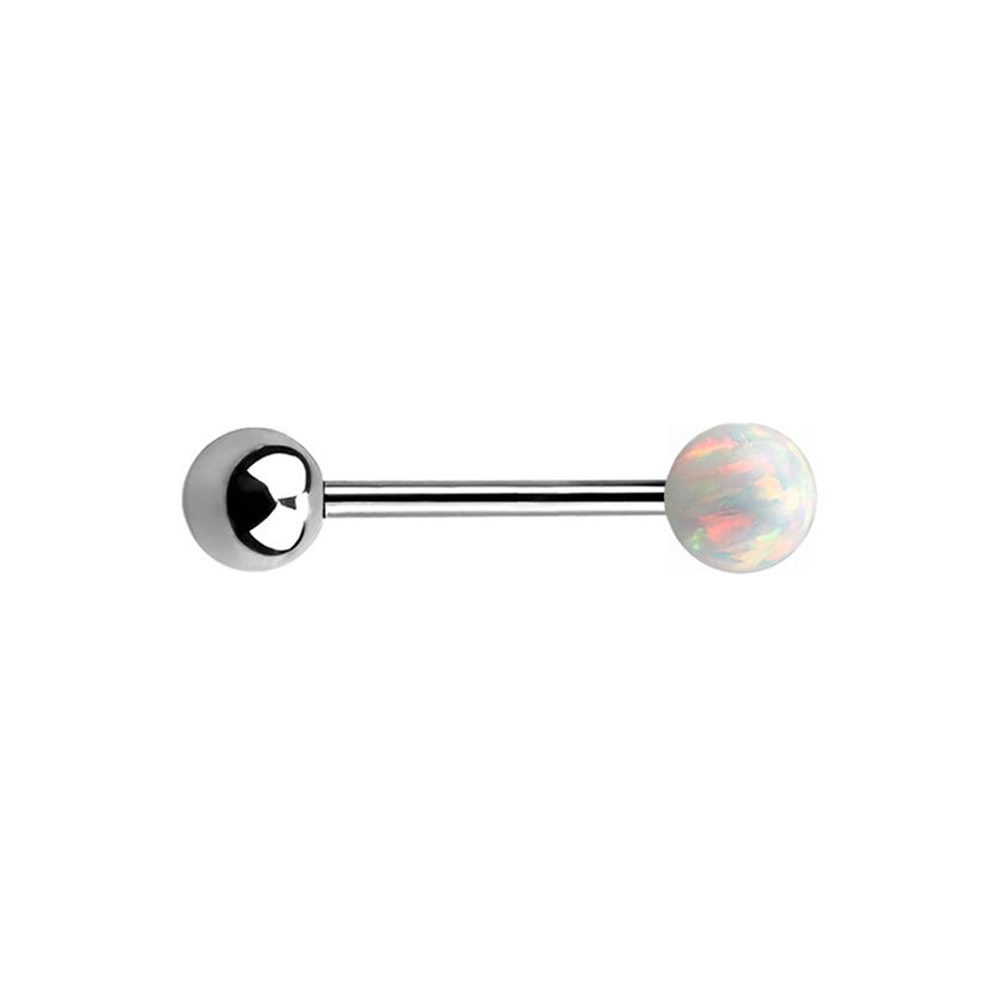 Single Opal Titanium Barbells 1.6mm - White