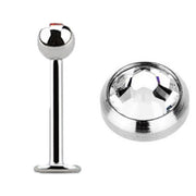 Stainless Labret 1.2 x 8mm Clear Jewel (5)