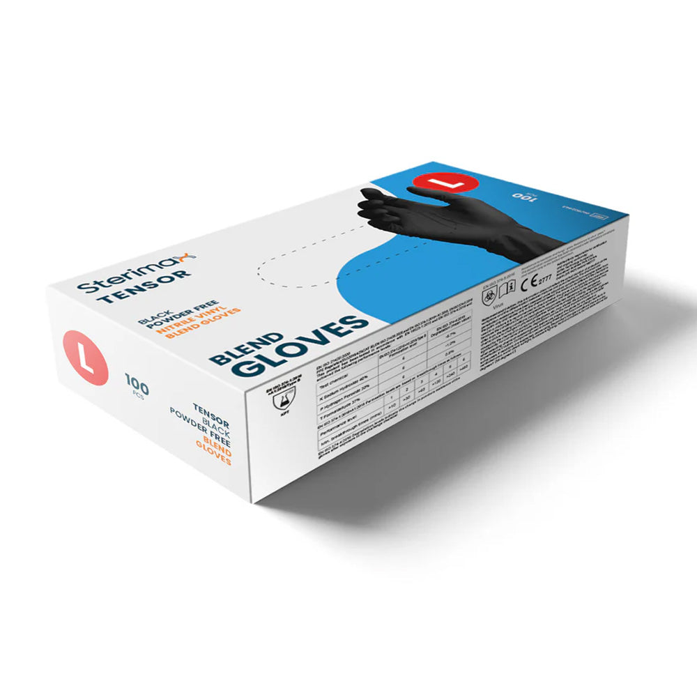 Sterimax Tensor Nitrile/Vinyl Blend Black Gloves