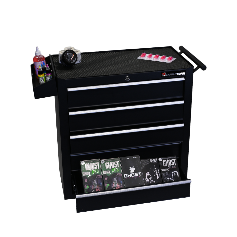 Professional Workstation Matt Black With 5 Drawers