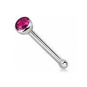 Titanium Nose Bone Straight 1mm with Crystal