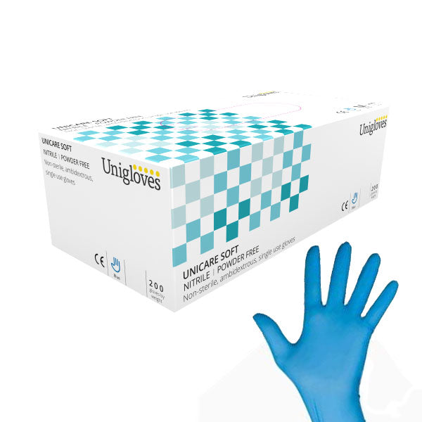 Unicare Soft BLUE (Indigo) Nitrile Gloves (200)