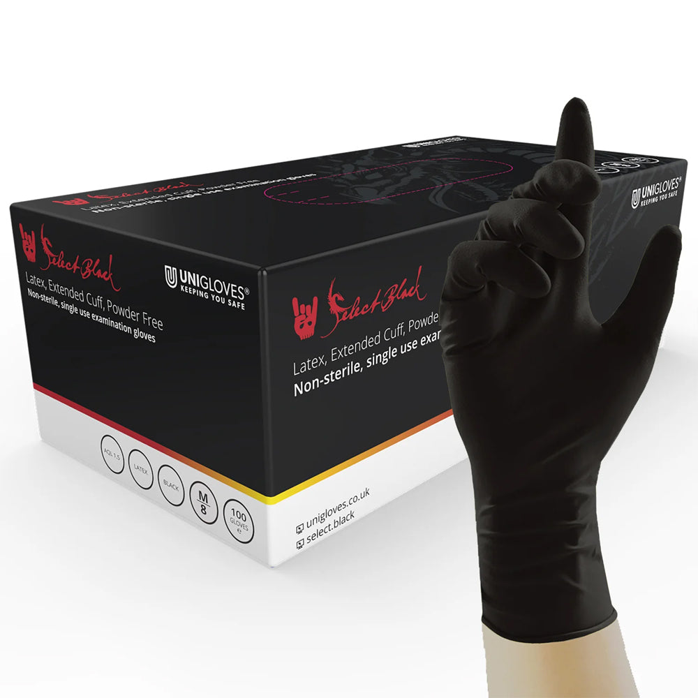 Select Black Long Cuff Latex Gloves