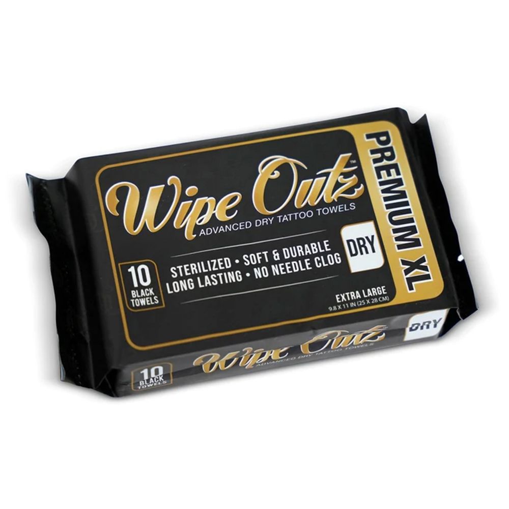 Wipe Outz Dry Black Tattoo Towels XL (10)