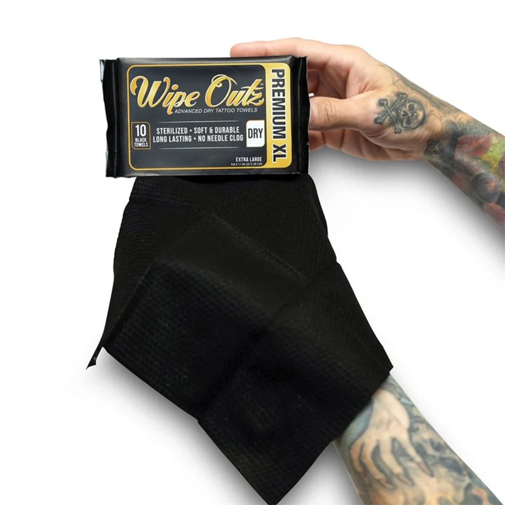 Wipe Outz Dry Black Tattoo Towels XL (10)