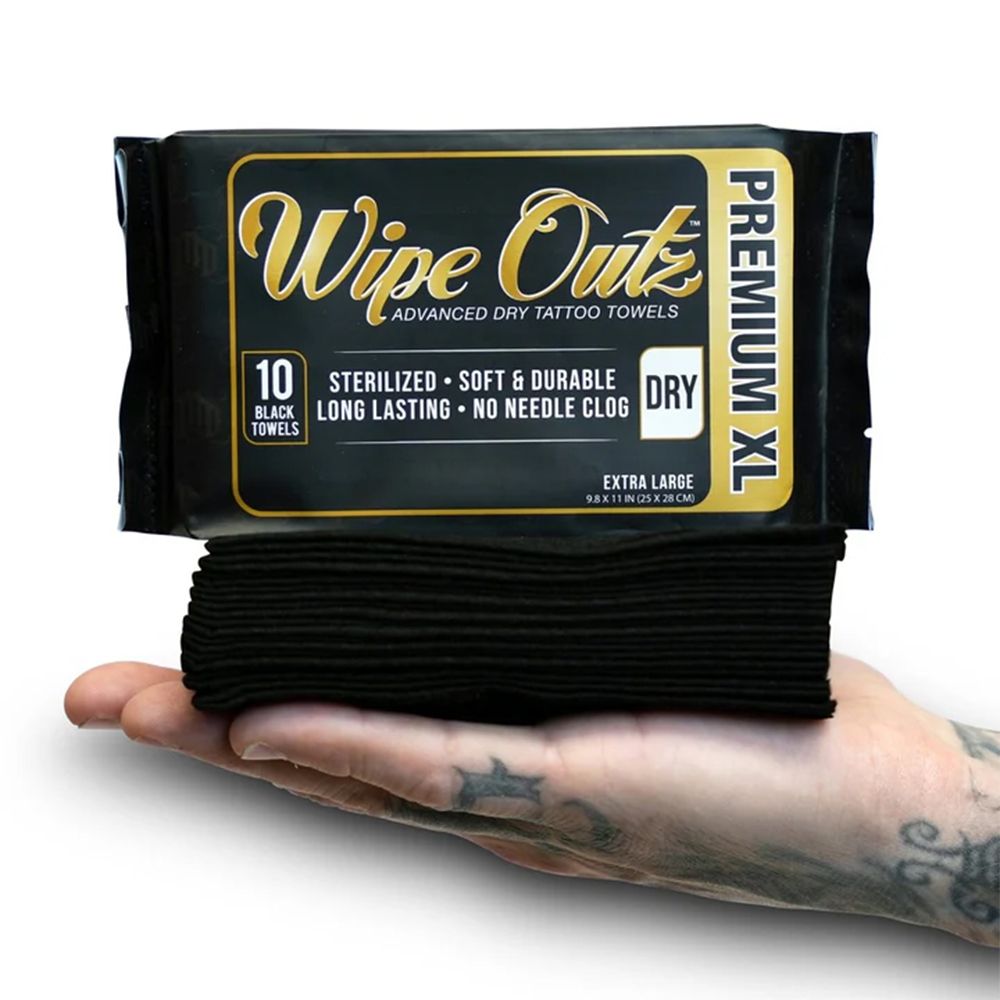 Wipe Outz Dry Black Tattoo Towels XL (10)
