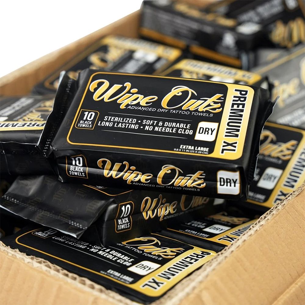 Wipe Outz Dry Black Tattoo Towels XL (10)