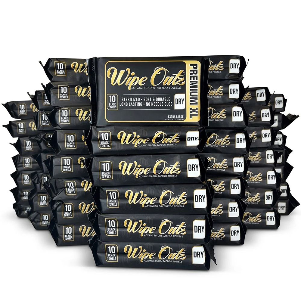 Wipe Outz Dry Black Tattoo Towels XL (10)
