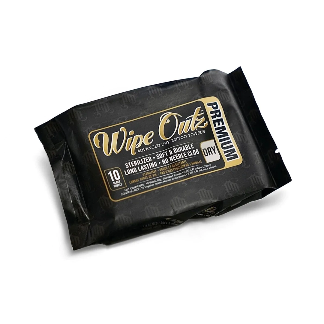 Wipe Outz Dry Black Tattoo Towels  (10)