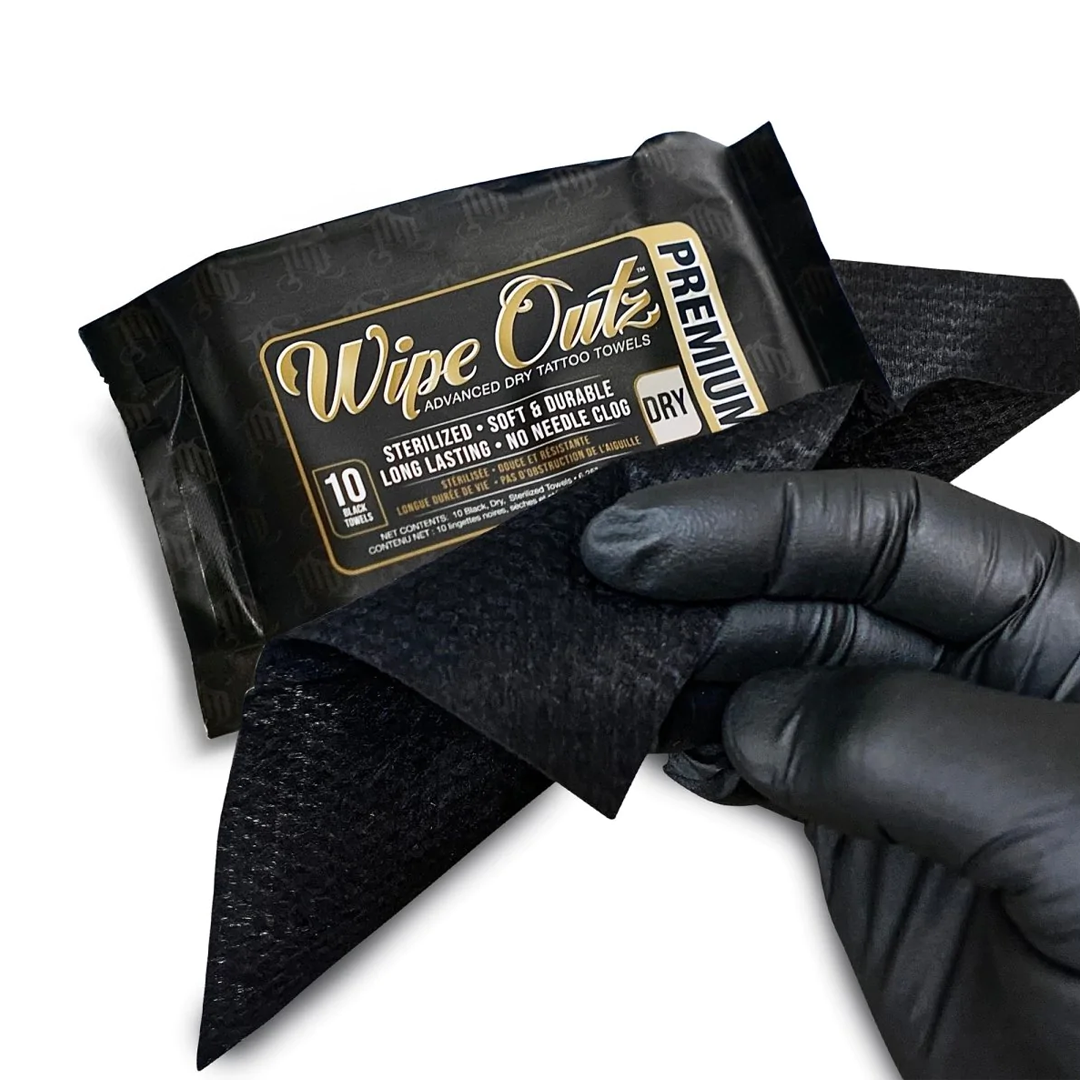 Wipe Outz Dry Black Tattoo Towels  (10)