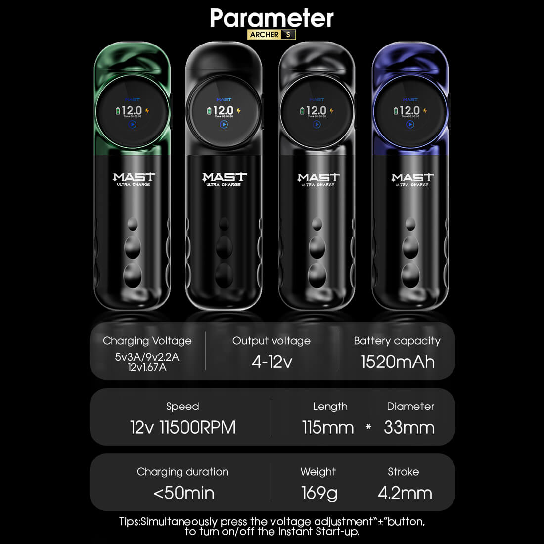 Mast Archer S Wireless Fast Charge Machine Green (4.2mm)